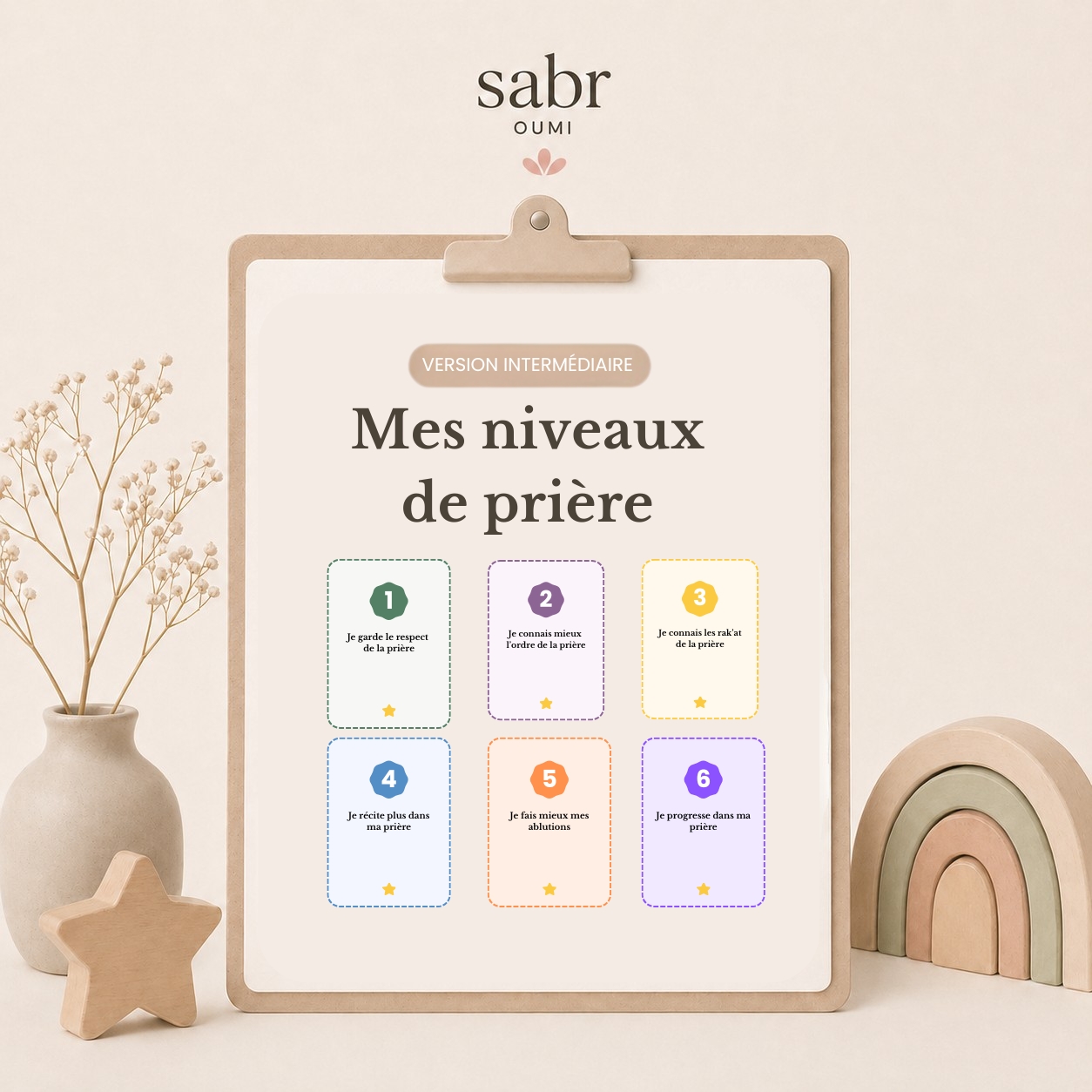 Aperçu de Mes niveaux de prière — Version intermédiaire